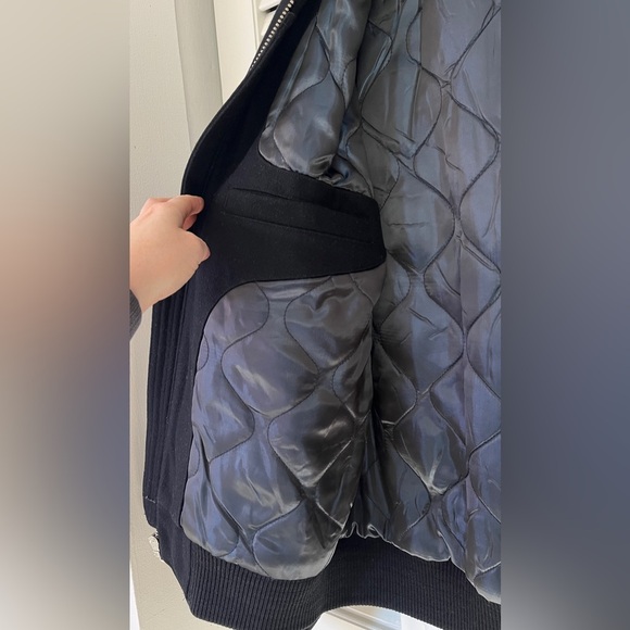 Michael Kors Wool Blend Varsity Bomber Jacket Black M - Picture 8 of 11